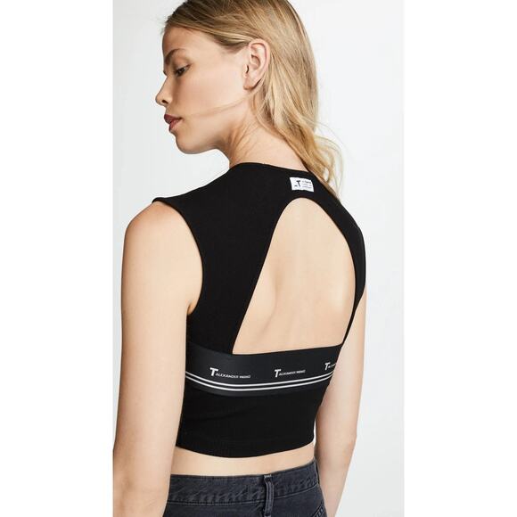 T By Alexander Wang Compact Rib Cut-Out Top Black - Picture 5 of 11